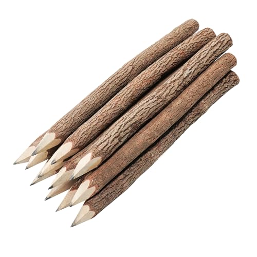 BSIRI Black Pencils Wood Pack of 12 in 7 Inch Tree Bark Wooden Favors in Rustic Twig Pencils Unique Gifts Camping Lumberjack Decorations Party Supplies Novelty Gifts as Natural Pencil