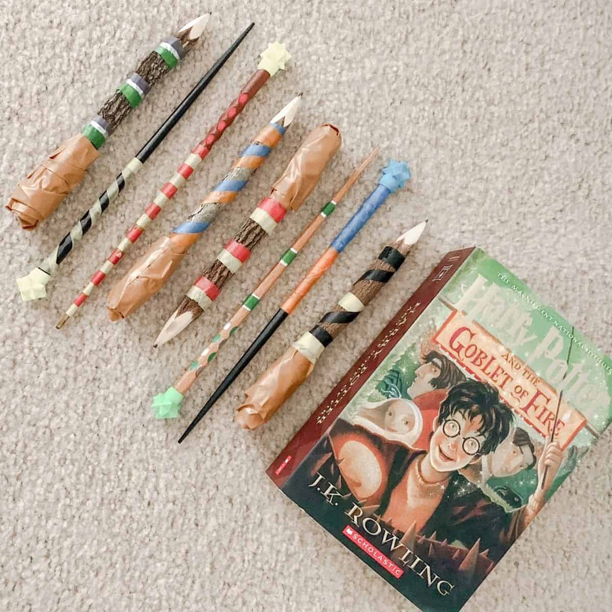 diy harry potter wands with chopsticks or pencils.