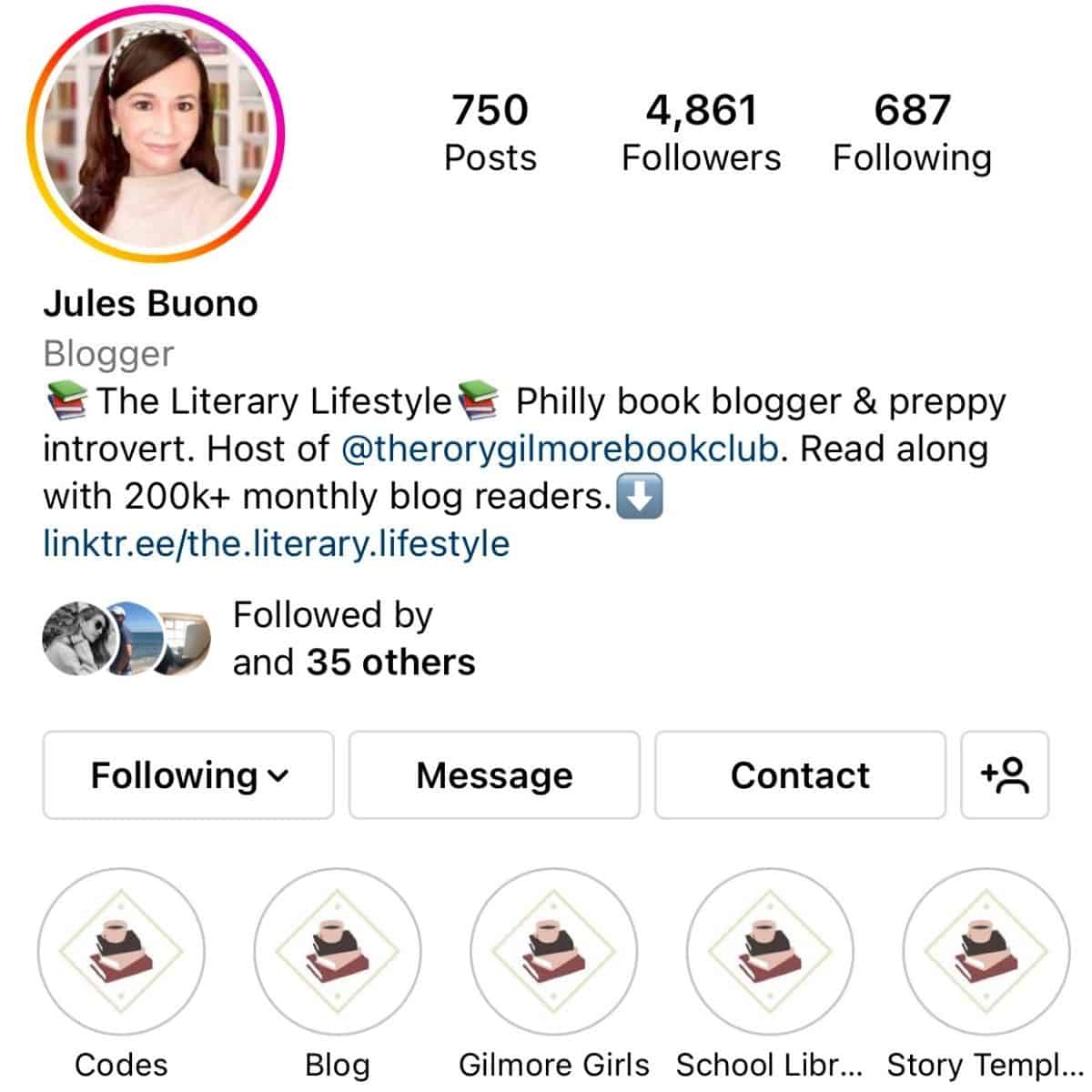 my bookstagram bio