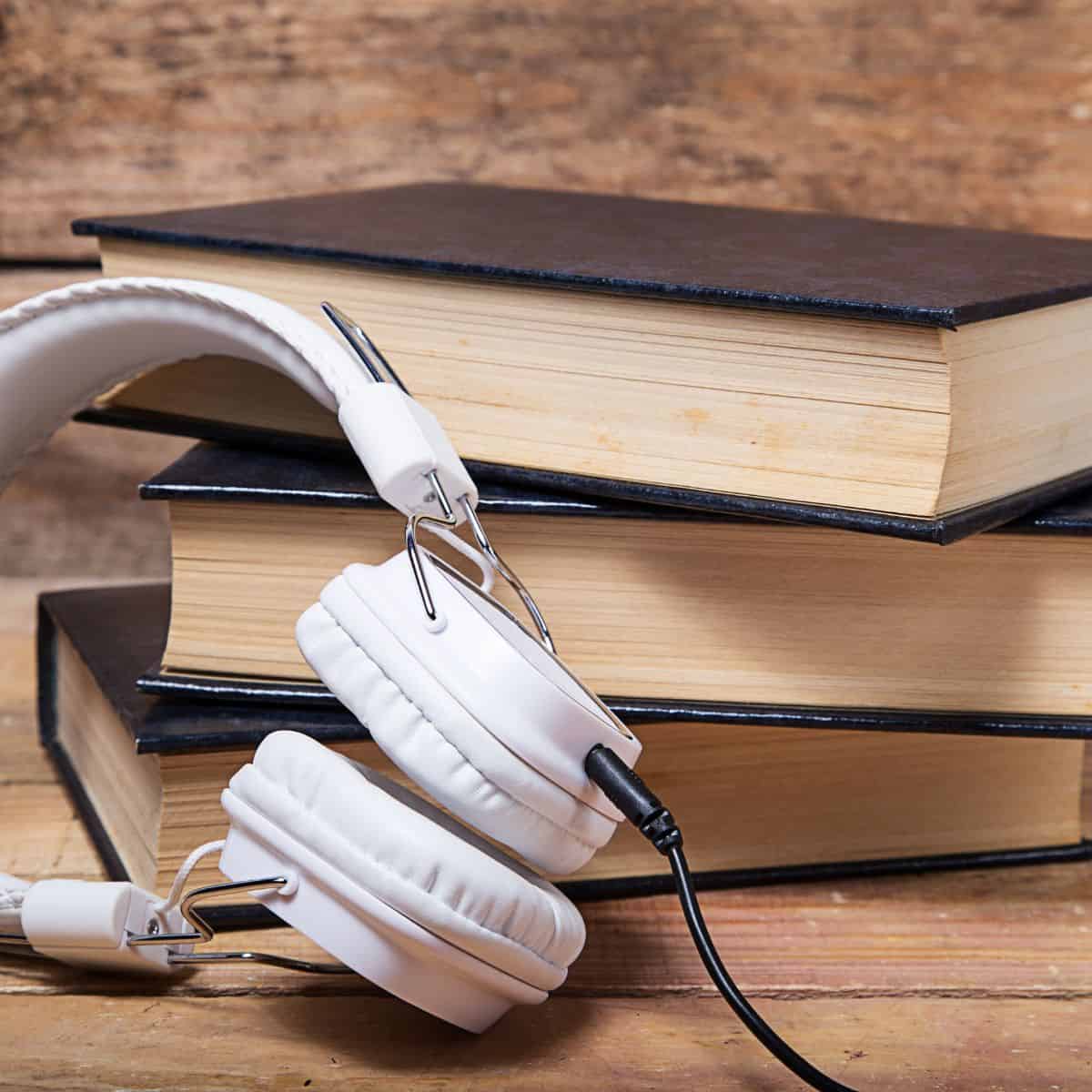 books and headphones.