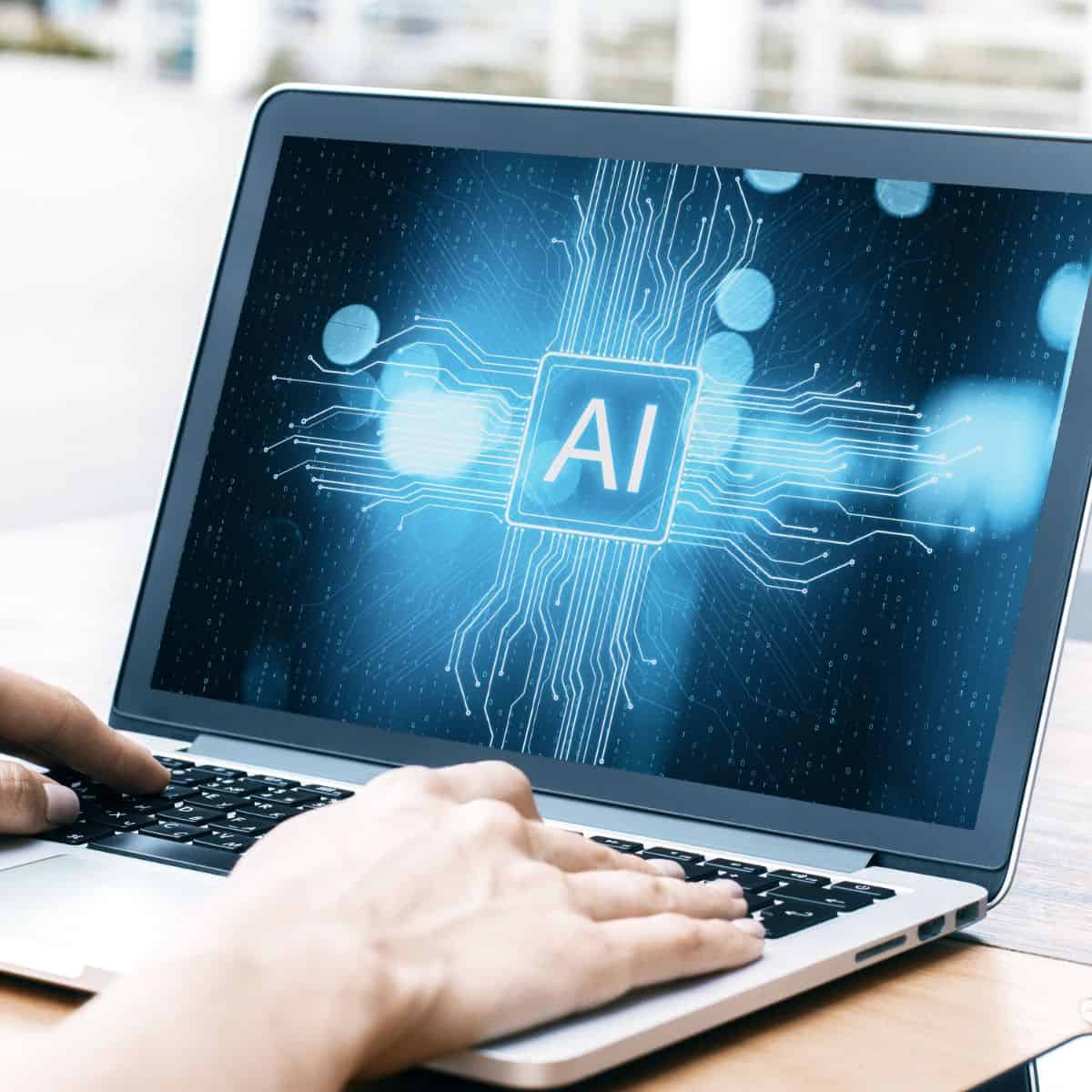 AI on laptop screen.