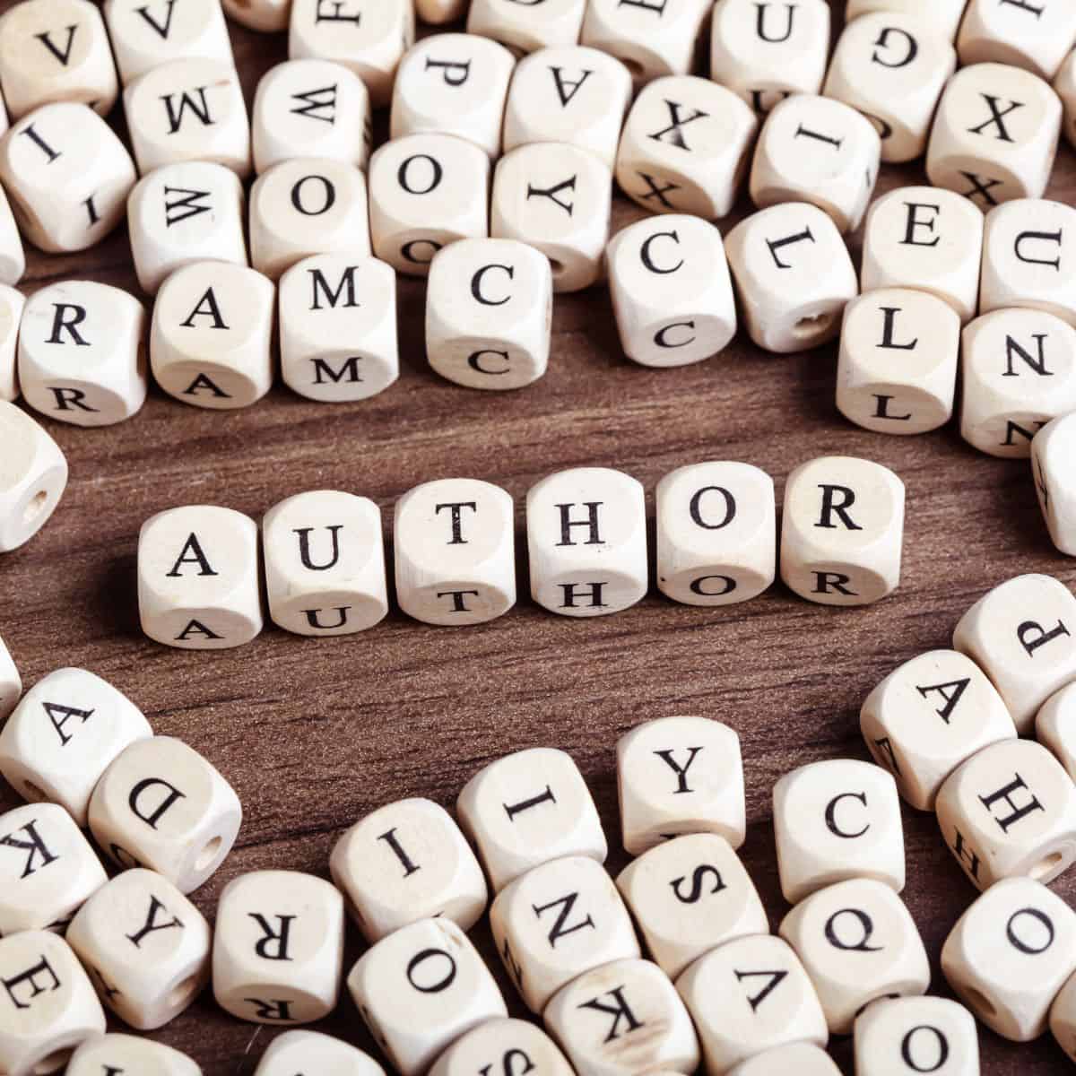 "author" spelled out in blocks