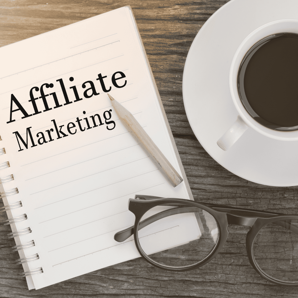 affiliate marketing written on a notebook.