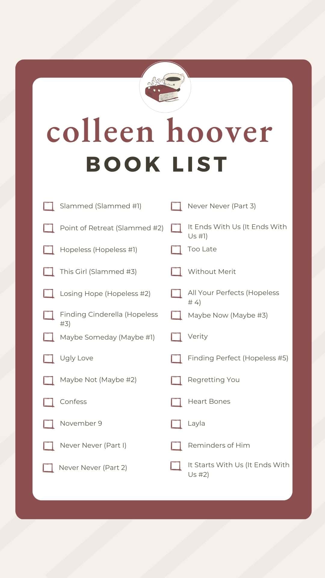 colleen hoover book list: checklist.