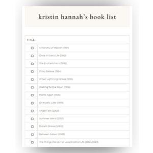 kristin hannah's book list.