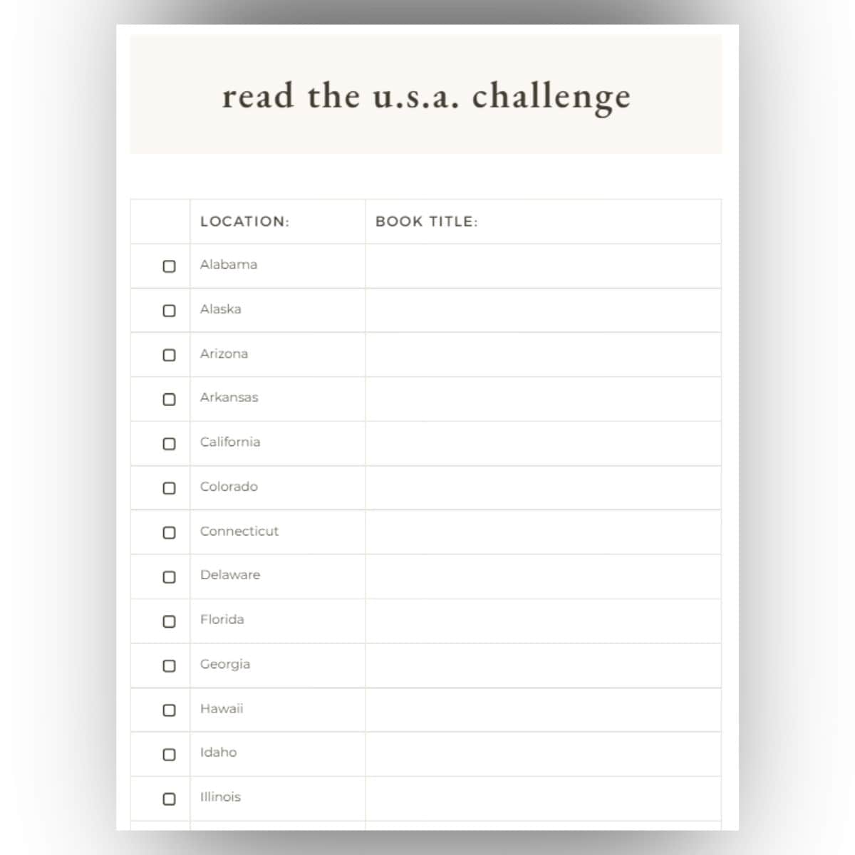 read the usa challenge printable pdf tracker.