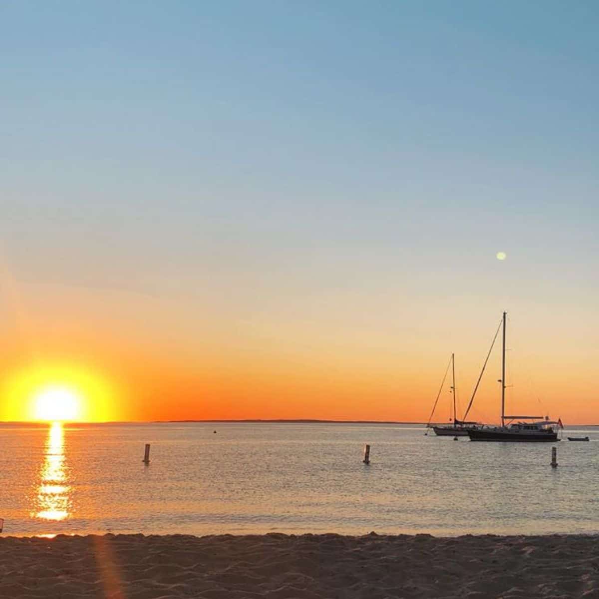 sunset on menemsha beach.