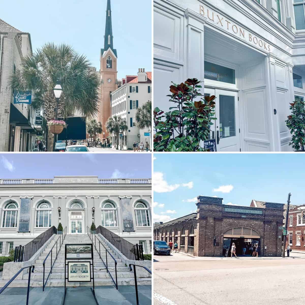 Collage of places to buy books in Charleston South Carolina.