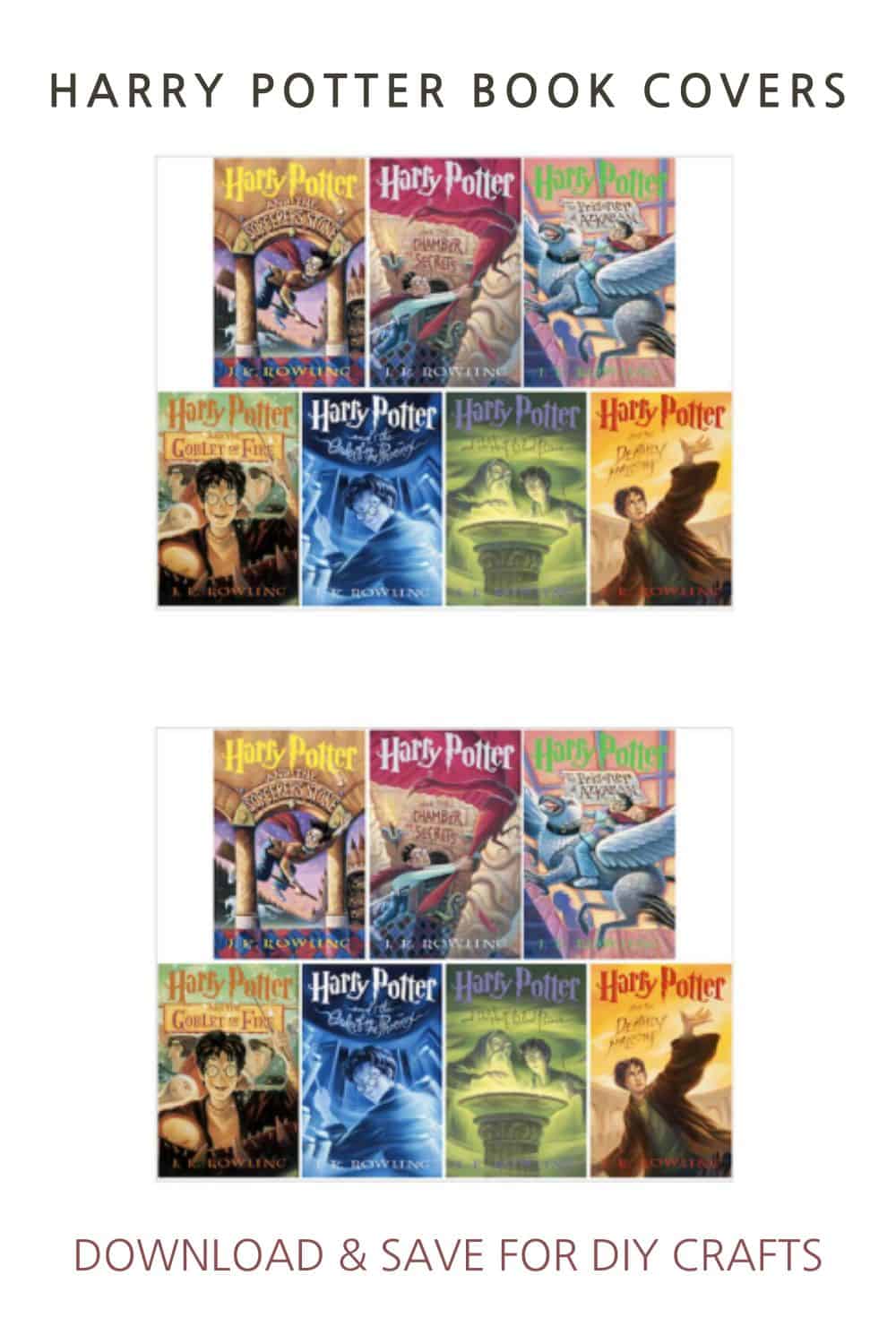 harry potter book covers: download and save for diy crafts.