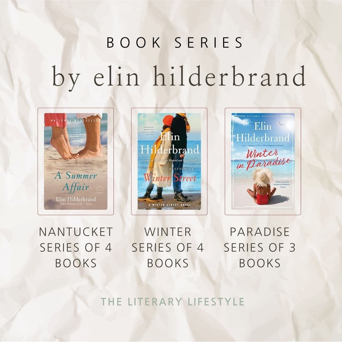 infographic of all book series by elin hilderbrand.