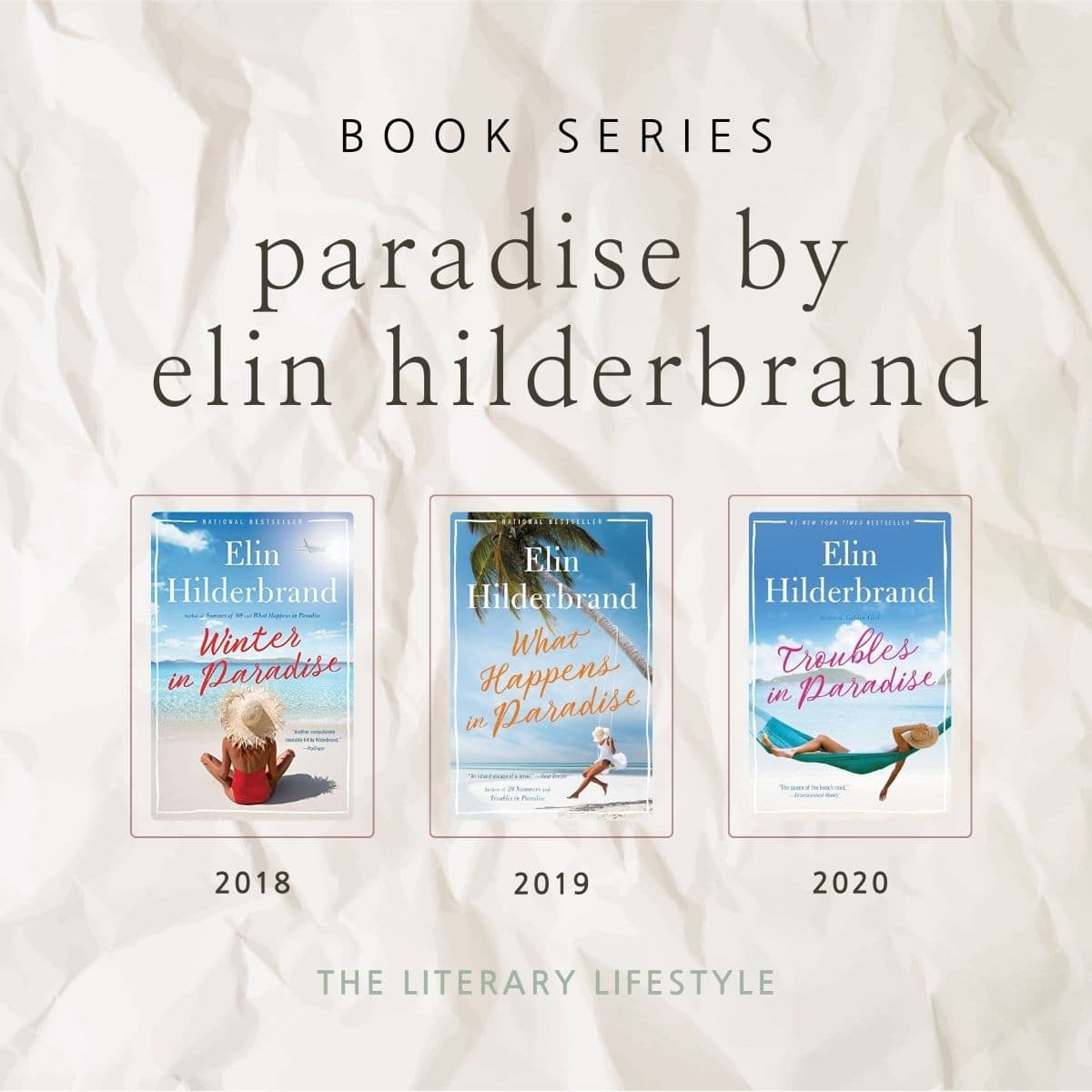 infographic of the book series paradise by elin hilderbrand.