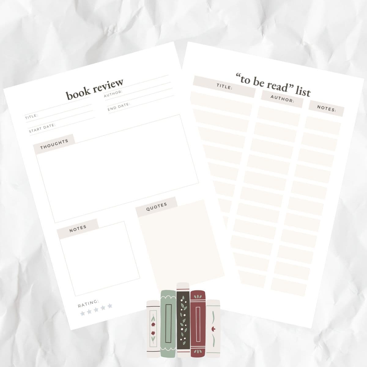 book review and to be read list printables.