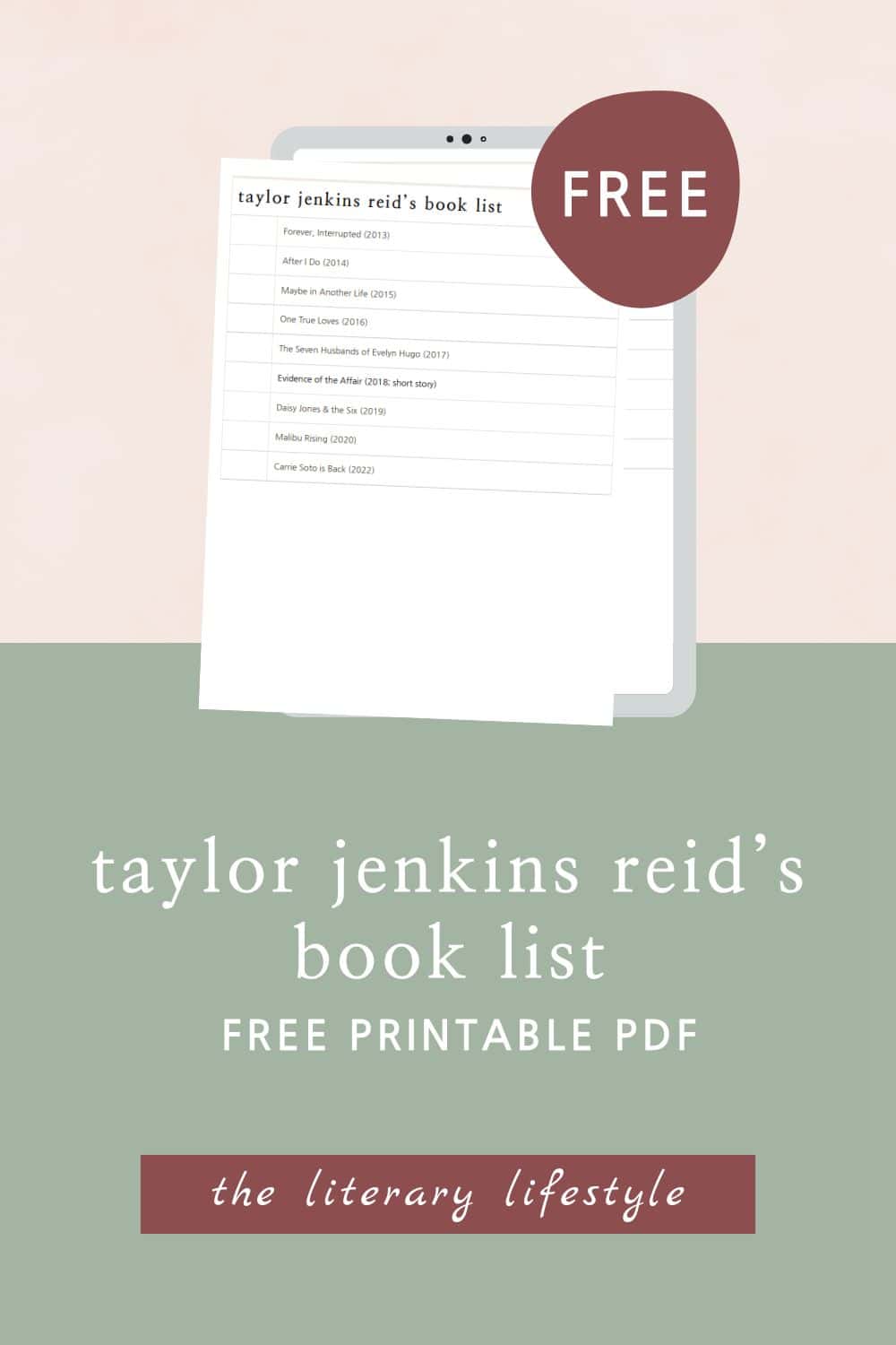 taylor jenkins reid's book list free printable pdf.