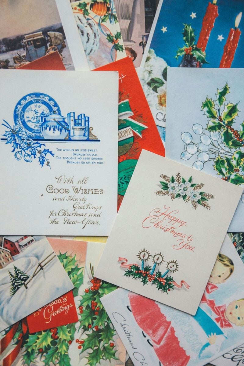 Collection of vintage Christmas cards.